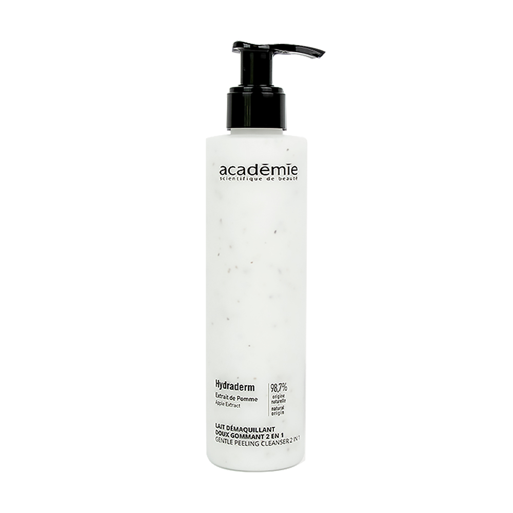 Очищувальний м'який пілінг-молочко для обличчя 2 в 1  Academie Hydraderm Apple Extract Gentle Peeling Cleanser 2 в 1, 200 мл